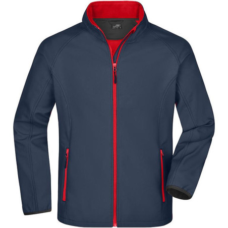 Veste Softshell Homme colorée personnalisée en broderie gris-fer rouge