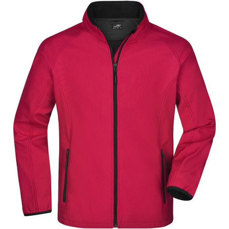 Veste Softshell Homme colorée personnalisée en broderie rouge noir