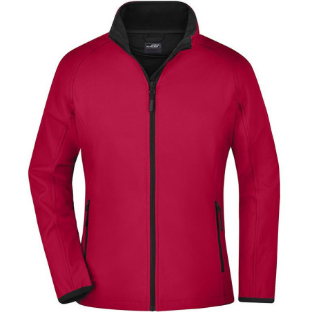 Veste Softshell Femme colorée personnalisée en broderie rouge noir