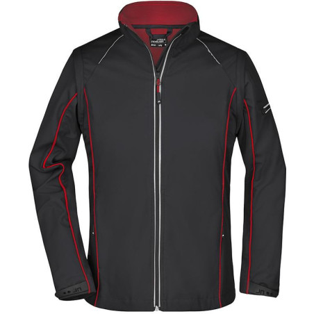 Veste Softshell 2 en 1 Femme personnalisée en broderie noir rouge