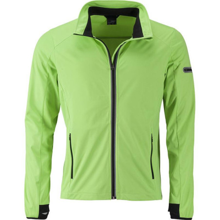 Veste Softshell sport Homme personnalisée en broderie vert vif noir