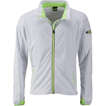 Veste Softshell sport Homme personnalisée en broderie blanc vert vif face