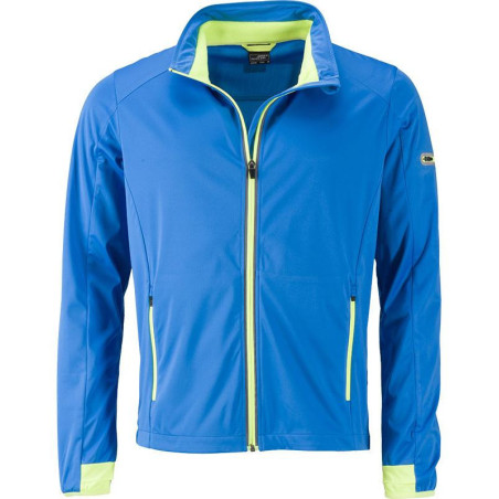 Veste Softshell sport Homme personnalisée en broderie bleu vif jaune vif