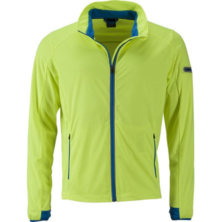Veste Softshell sport Homme personnalisée en broderie vert vif noir