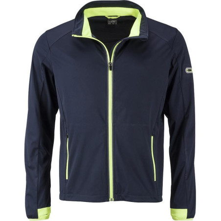 Veste Softshell sport Homme personnalisée en broderie marine jaune vif