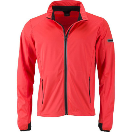Veste Softshell sport Homme personnalisée en broderie orange vif noir