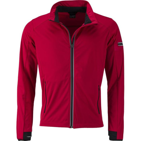 Veste Softshell sport Homme personnalisée en broderie rouge clair noir