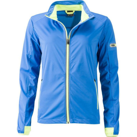 Veste Softshell sport Femme personnalisée en broderie bleu vif jaune vif