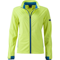 Veste Softshell sport Femme personnalisée en broderie bleu vif jaune vif 2