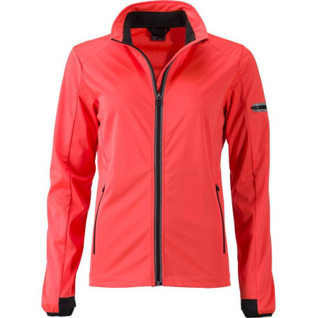 Veste Softshell sport Femme personnalisée en broderie orange vif noir