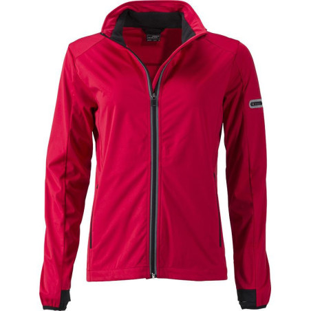 Veste Softshell sport Femme personnalisée en broderie rouge clair noir