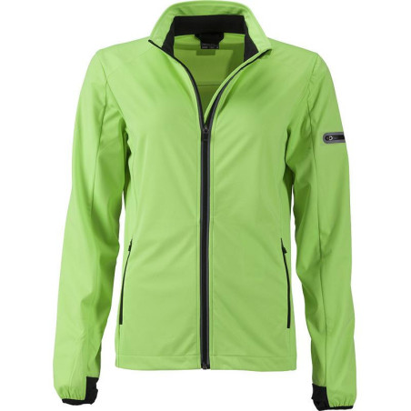 Veste Softshell sport Femme personnalisée en broderie vert vif noir