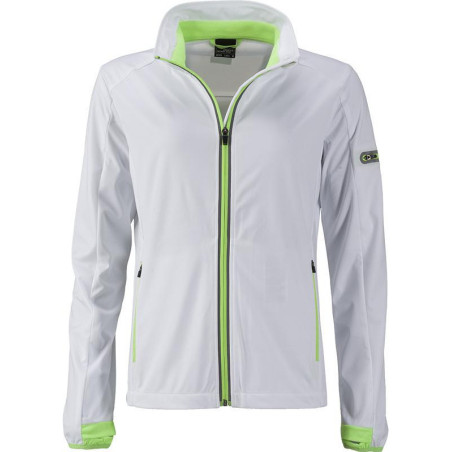 Veste Softshell sport Femme personnalisée en broderie blanc vert vif face