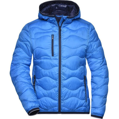 Doudoune rembourrée femme personnalisée en broderie bleu roi marine face