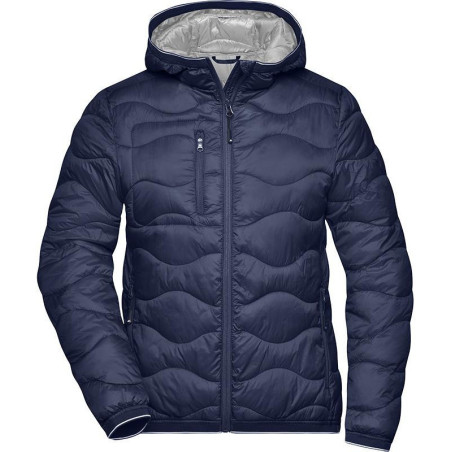 Doudoune rembourrée femme personnalisée en broderie marine argent