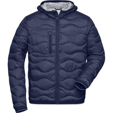 Doudoune rembourrée homme personnalisée en broderie marine argent face