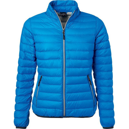 Doudoune en duvet femme personnalisée en broderie cobalt argent face