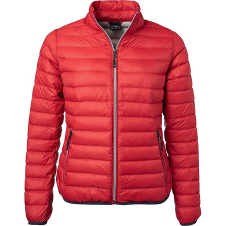 Doudoune en duvet femme personnalisée en broderie rouge argent