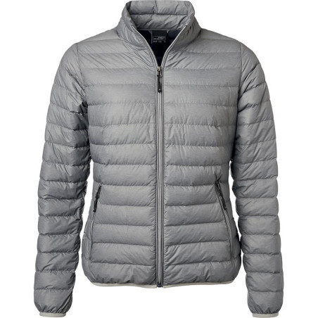 Doudoune en duvet femme personnalisée en broderie argent graphite