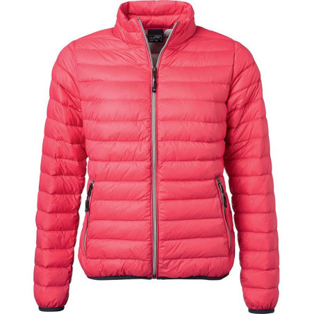 Doudoune en duvet femme personnalisée en broderie magenta argent