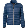 Doudoune en duvet femme personnalisée en broderie bleu indigo argent