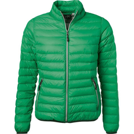 Doudoune en duvet femme personnalisée en broderie vert argent