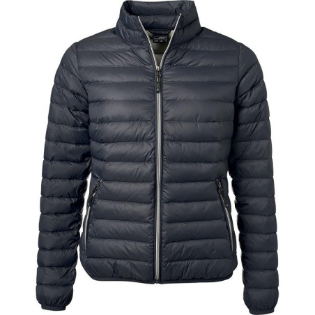 Doudoune en duvet femme personnalisée en broderie graphite argent