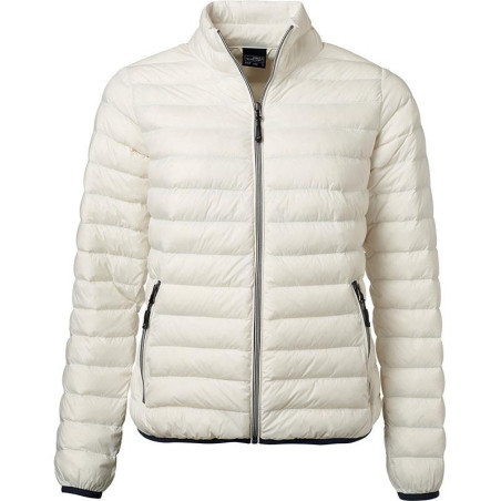 Doudoune en duvet femme personnalisée en broderie blanc cassé