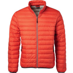 Doudoune en duvet homme personnalisée en broderie orange flambé argent