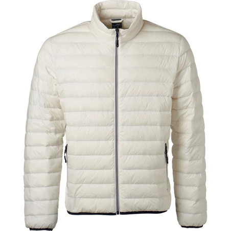 Doudoune en duvet homme personnalisée en broderie blanc cassé