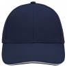 Casquette sandwich 6 panneaux coton brossé lourd personnalisée en broderie marine blanc