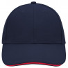 Casquette sandwich 6 panneaux coton brossé lourd personnalisée en broderie marine rouge