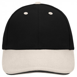 Casquette sandwich 6 panneaux coton brossé lourd personnalisée en broderie noir beige noir