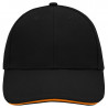 Casquette sandwich 6 panneaux coton brossé lourd personnalisée en broderie noir orange