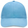 Casquette sandwich 6 panneaux coton brossé lourd personnalisée en broderie bleu ciel blanc