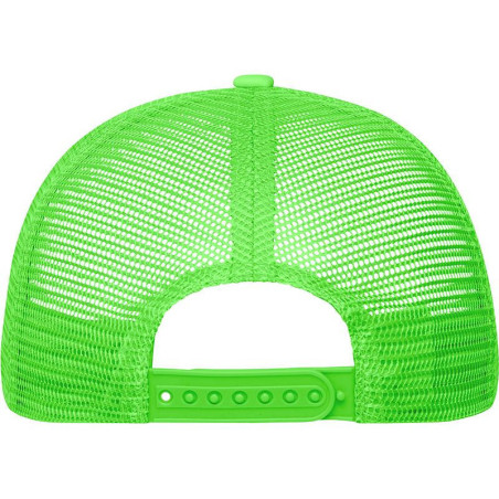 Casquette trucker 5 panneaux personnalisée en broderie noir néon vert dos