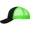 Casquette trucker 5 panneaux personnalisée en broderie noir néon vert côté