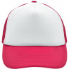 Casquette trucker 5 panneaux personnalisée en broderie blanc magenta
