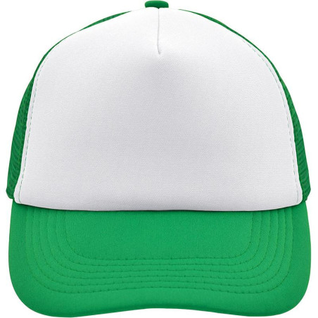 Casquette trucker 5 panneaux personnalisée en broderie blanc vert fougère