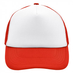Casquette trucker 5 panneaux personnalisée en broderie blanc grenadine