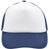 Casquette trucker 5 panneaux personnalisée en broderie blanc marine
