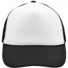 Casquette trucker 5 panneaux personnalisée en broderie blanc noir