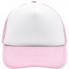 Casquette trucker 5 panneaux personnalisée en broderie blanc rose clair