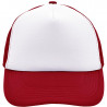 Casquette trucker 5 panneaux personnalisée en broderie blanc rouge