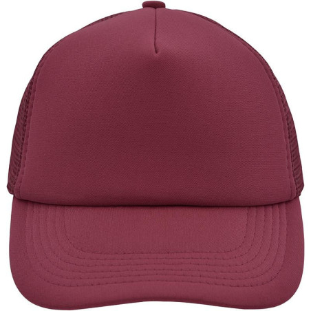 Casquette trucker 5 panneaux personnalisée en broderie bourgogne