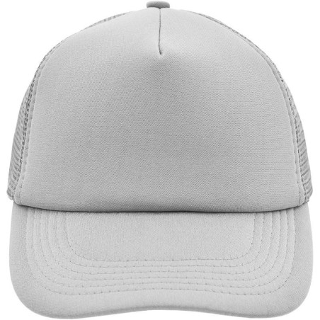 Casquette trucker 5 panneaux personnalisée en broderie gris clair