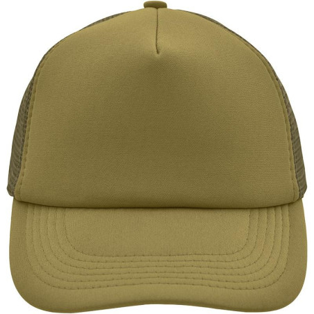 Casquette trucker 5 panneaux personnalisée en broderie olive