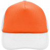Casquette trucker 5 panneaux personnalisée en broderie blanc orange fluo