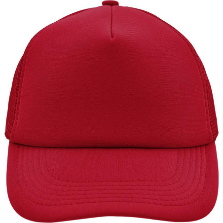 Casquette trucker 5 panneaux personnalisée en broderie rouge