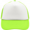 Casquette trucker 5 panneaux personnalisée en broderie blanc jaune fluo